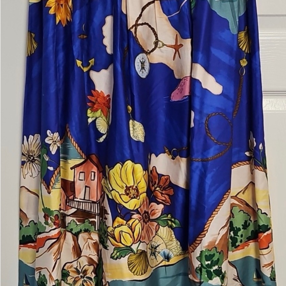 Floral Blue Callista Ocean Print Maxi Skirt and crop top SET - Picture 4 of 10